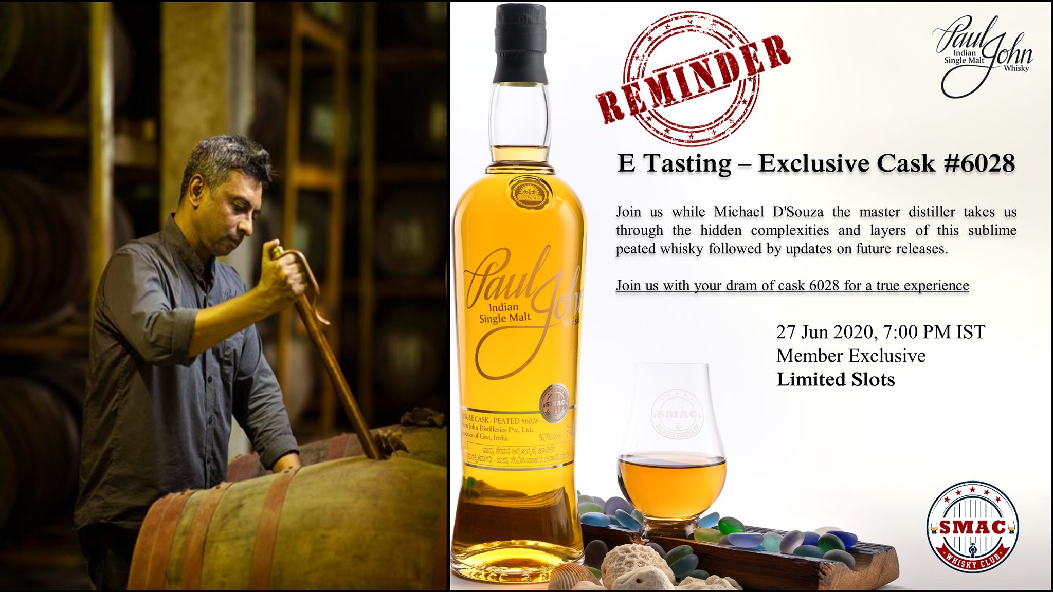 Join this session for a virtual tour of the Paul John distillery